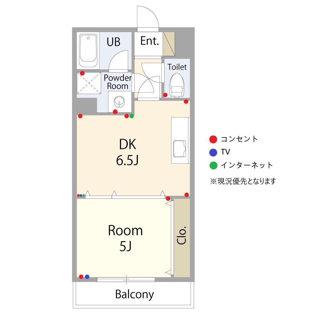 アムヒルズ高松(1DK/1階)の間取り写真