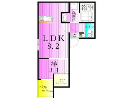 KLEIS西新井(1LDK/1階)の間取り写真