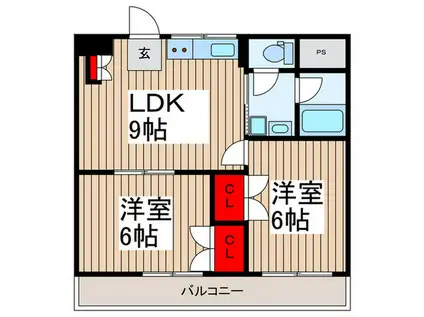 松崎ビル(2LDK/3階)の間取り写真