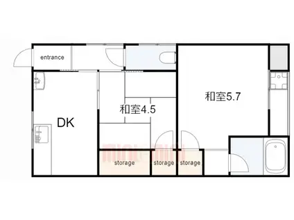 コーポ立花(2DK/1階)の間取り写真