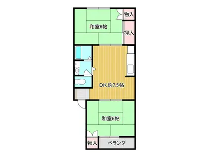 辻王ハイツ(2DK/2階)の間取り写真