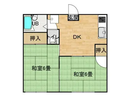 ハイツ北吉津B棟(2LDK/1階)の間取り写真