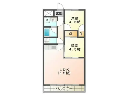 リパルティーレ津新町(2LDK/3階)の間取り写真