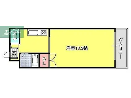 ジェントリィ蕃山(1K/4階)の間取り写真