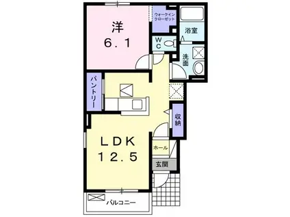グラスコート W(1LDK/1階)の間取り写真