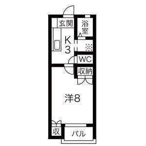 クレアール(1K/2階)の間取り写真