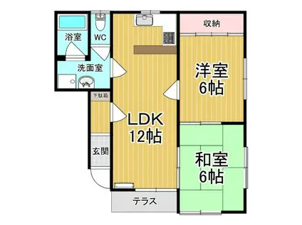 M&Mハイツ A棟(2LDK/1階)の間取り写真