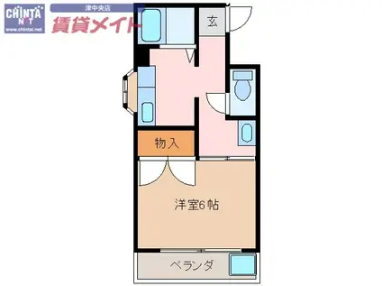 コーポイトウII(1DK/2階)の間取り写真