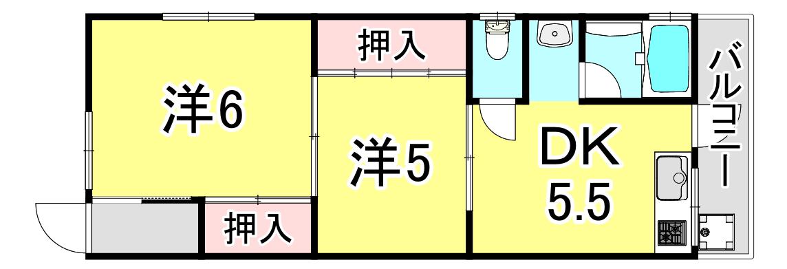 富士見が丘ショッピングプラザ(2DK/2階)の間取り写真