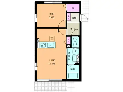 ザ・スカイ・ファイブ参番館(1LDK/1階)の間取り写真