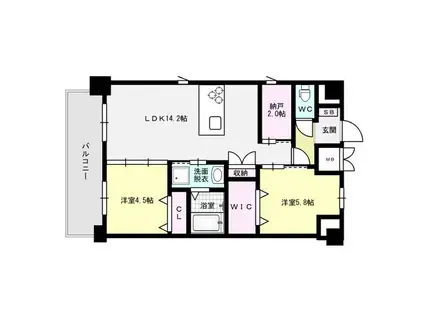 ZIP春日公園(2LDK/6階)の間取り写真