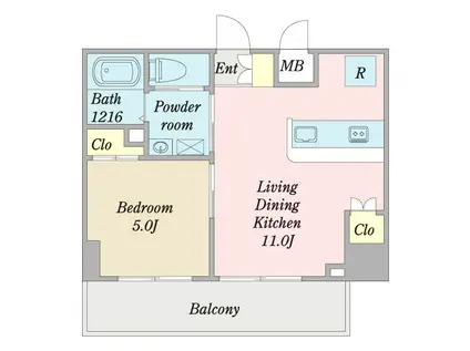 ロータス本陣通(1LDK/4階)の間取り写真