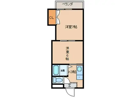 T・Kビル(2K/2階)の間取り写真