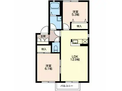 タウンズ碧 A棟(2LDK/2階)の間取り写真