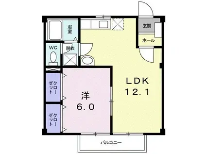 アクティブ池田(1LDK/2階)の間取り写真