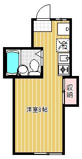 クラブハウス戸越(ワンルーム/1階)の間取り写真