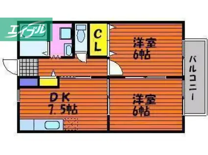 セイントオークI(2DK/2階)の間取り写真