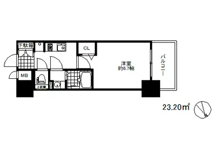 プレサンスザ神戸(1K/6階)の間取り写真