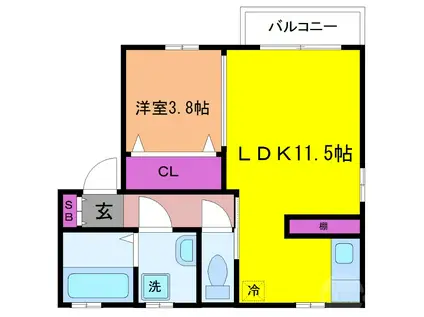 セレッソB(1LDK/2階)の間取り写真