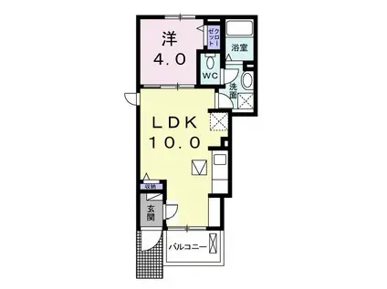 リバークリアネスN(1LDK/1階)の間取り写真