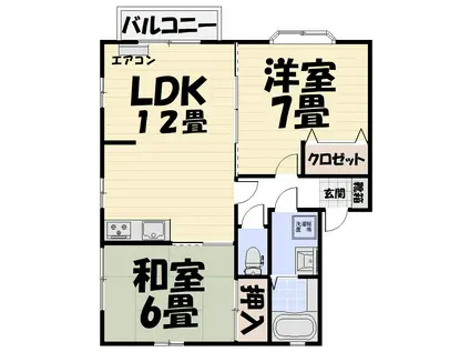 スカイタウン55 A(2LDK/2階)の間取り写真