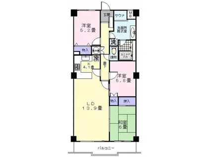 葉山グリーンプラザ(3LDK/2階)の間取り写真