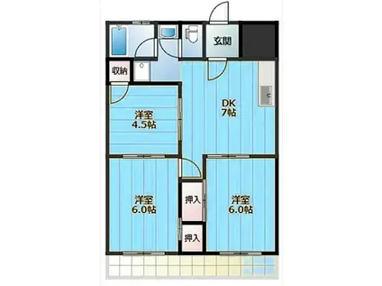 ウイング春日I(3DK/2階)の間取り写真