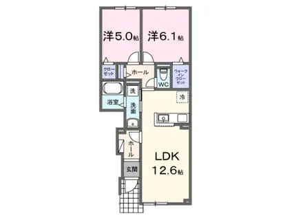 エス・スールX(2LDK/1階)の間取り写真