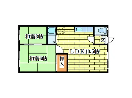 柴田マンション(2LDK/2階)の間取り写真