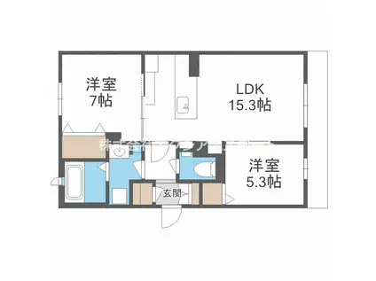 ジューンベリーガーデン北畠(2LDK/1階)の間取り写真