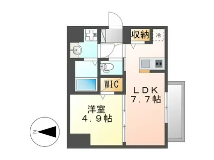 メイクス上前津IV(1DK/2階)の間取り写真
