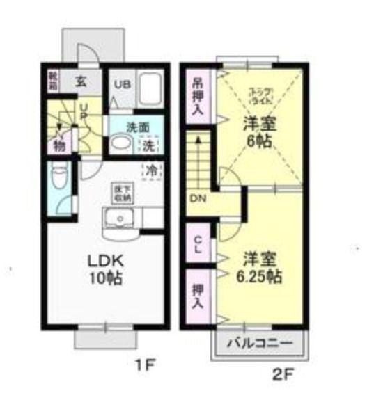 CIELO A(2LDK/1階)の間取り写真