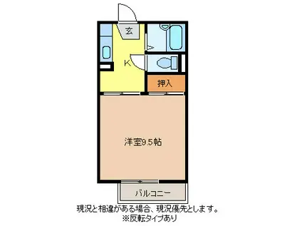 フレグランス七瀬II(1K/2階)の間取り写真