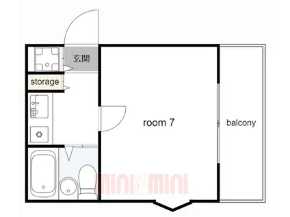 ロイヤル神戸下山手(1K/2階)の間取り写真