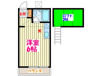 光コーポ(ワンルーム/2階)の間取り写真