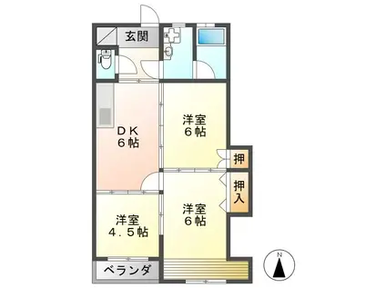 コーポ菊川(3DK/4階)の間取り写真
