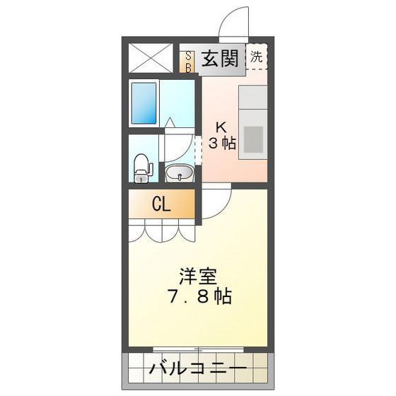 ベルグラース波木(1K/1階)の間取り写真