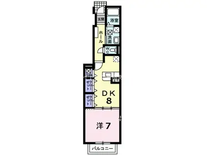 アルカンシェル(1DK/1階)の間取り写真