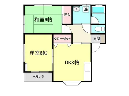 ハイツプルメリア(2DK/1階)の間取り写真