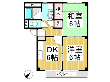 サープラス21(2DK/2階)の間取り写真