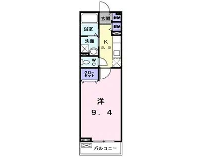 サンライズ元山(1K/2階)の間取り写真