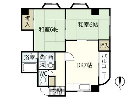 千足 金広ビル(2DK/2階)の間取り写真