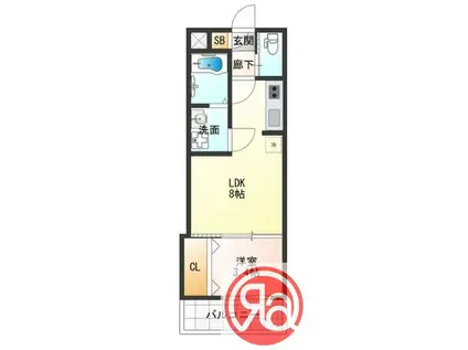 H-MAISON東住吉III(1LDK/2階)の間取り写真