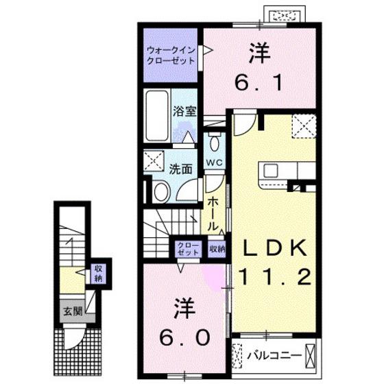 ＪＲ宇野線 彦崎駅 徒歩10分 2階建 築6年(2LDK/2階)の間取り写真