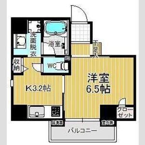 セレニティー名駅西(1K/5階)の間取り写真
