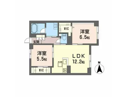 ラ・パルテール旭川 11番館(2LDK/1階)の間取り写真