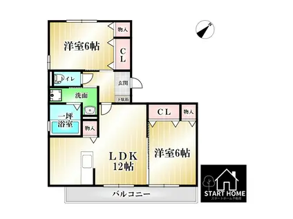 グランパルク(2LDK/2階)の間取り写真