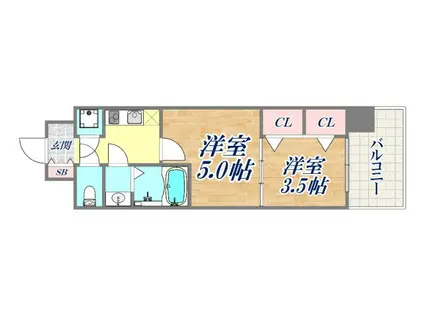 セレニテ神戸ミラクノール(2K/5階)の間取り写真