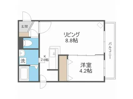 ワイスハイム琴似(1LDK/4階)の間取り写真