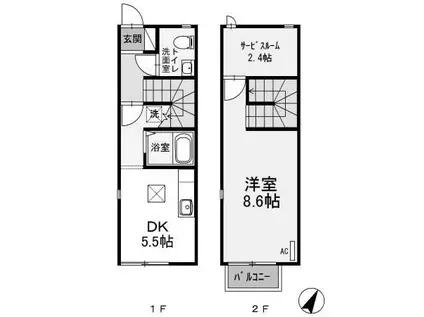 プレジオI(1SDK/1階)の間取り写真